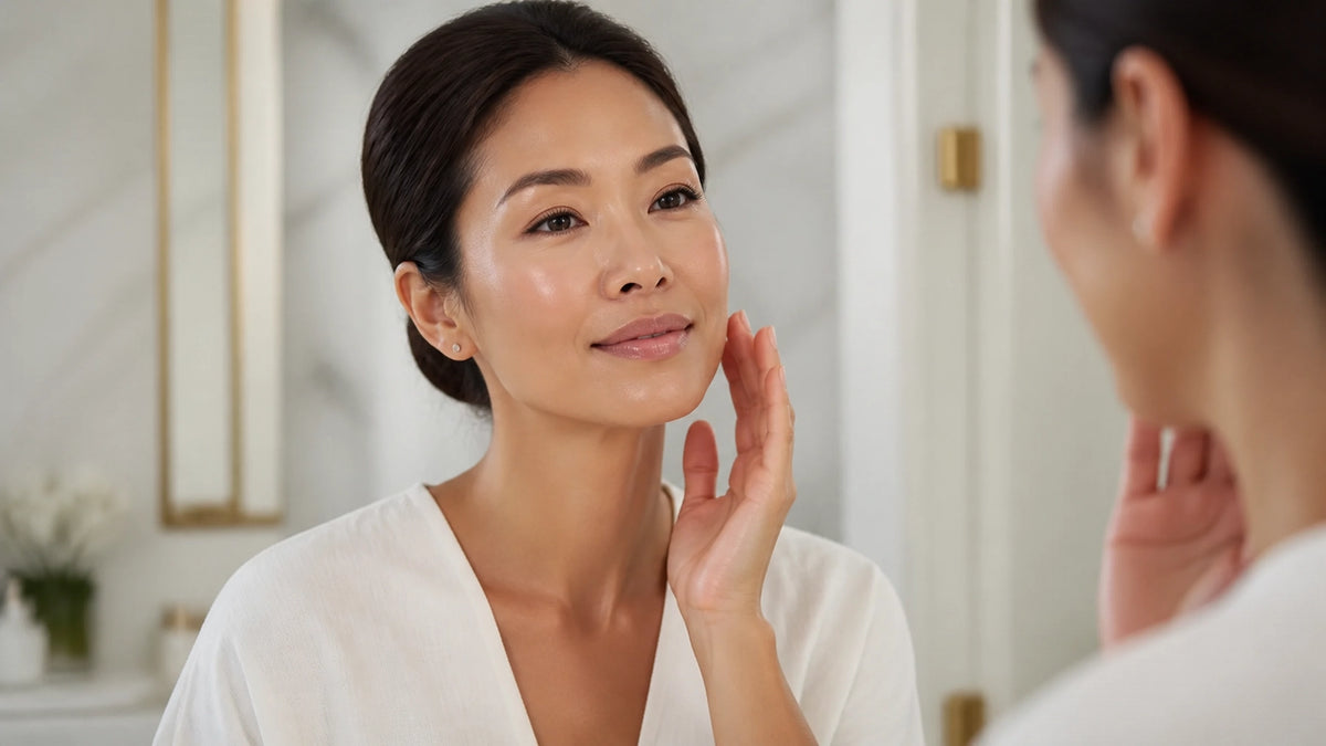Radiant woman in a luxury setting illustrating the benefits of perfect product layering